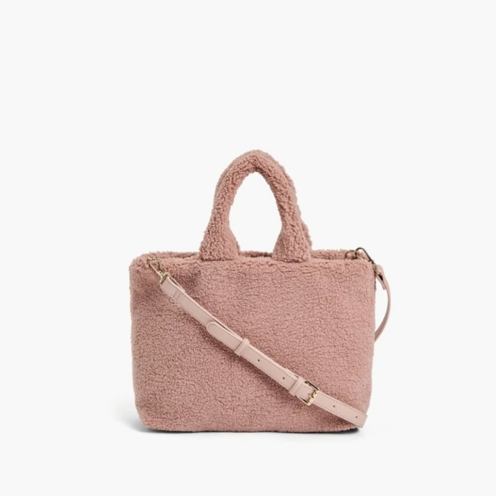 New Fabulous Boho Chic Mauve Sherpa Shoulder, Crossbody Or Tote Bag